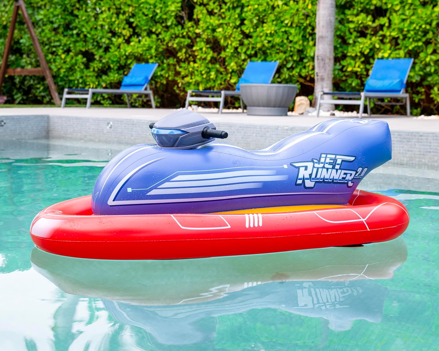 Poolcandy Jet Runner 2.0-12V Motorized Inflatable Ride-On Watercraft Pool Float - Perfect for The Pool or Lake! Best, Most Advanced and Fastest Model Ever!!!